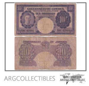 Jamaica Billete 10 Shillings 1950 P-39 F