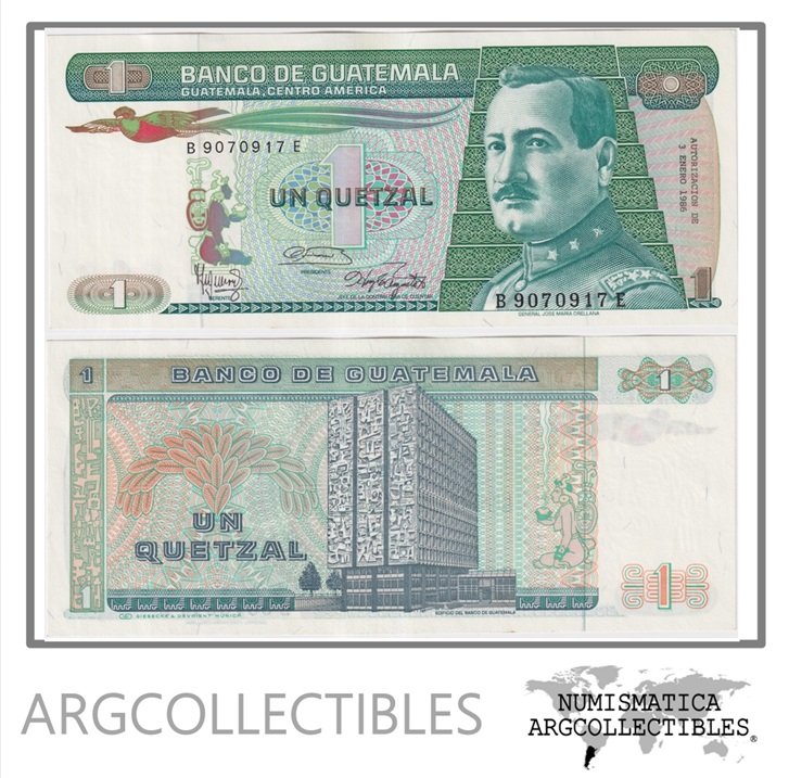 Guatemala Billete 1 Quetzal 1986 P-66/137 UNC (Serie BE)