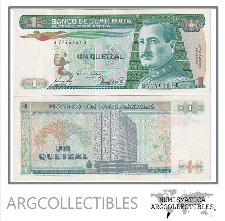 Guatemala Billete 1 Quetzal 1985 P-66/128 UNC (Serie BB)