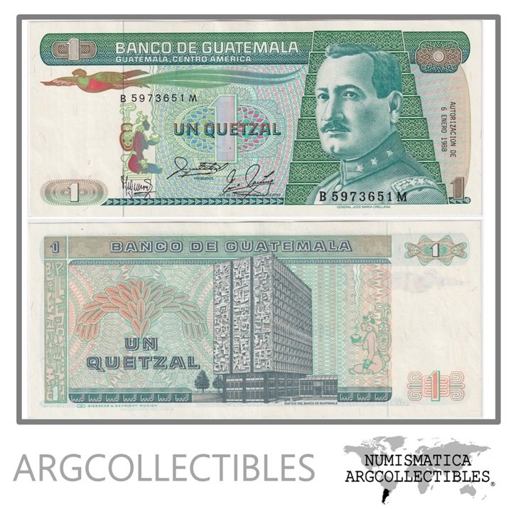 Guatemala Billete 1 Quetzal 1988 P-66/148 UNC (Serie BM)