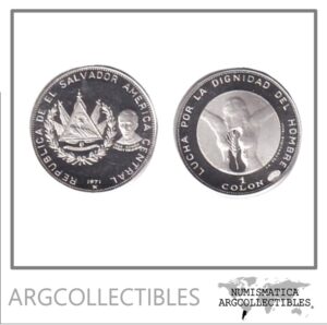 El Salvador Moneda 1 Colon 1971 /150 Aniversario Independencia Dali Plata 900 KM-141 Proof