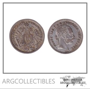Austria Moneda 10 Kreuzer 1872 Plata 400 Francisco Jose I KM-2206 AU