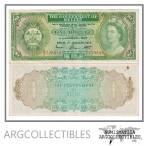 Belice Billete 1 Dolar 1976 P-33c XF+ (Pin Hole)