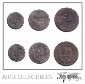 Portugal Set x 3 Monedas 2.5-5-25 Escudos 1983 FAO KM-617/618/619 Niquel UNC