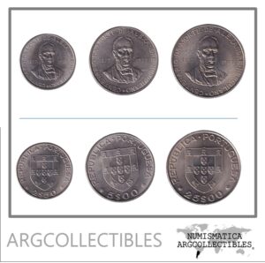 Portugal Set x 3 Monedas 2.5-5-25 Escudos 1977 Herculiano Niquel KM-605/606/608 UNC