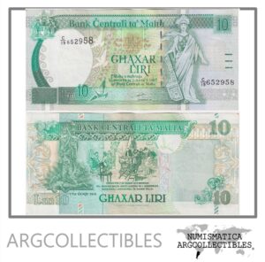 Malta Billete 10 Liri 1994 P-47a XF+