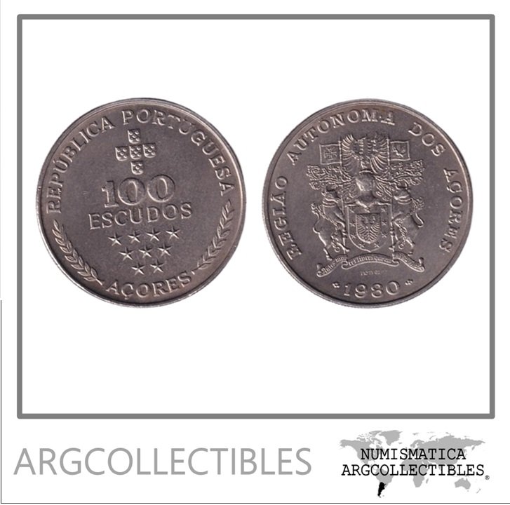 Azores Moneda 100 Escudos 1980 Niquel Autonomia Regional KM-44 AU