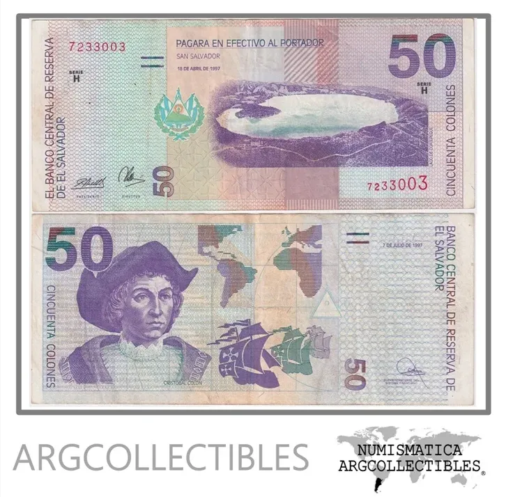 El Salvador Billete 50 Colones 1997 P-150a VF+ (Serie H)