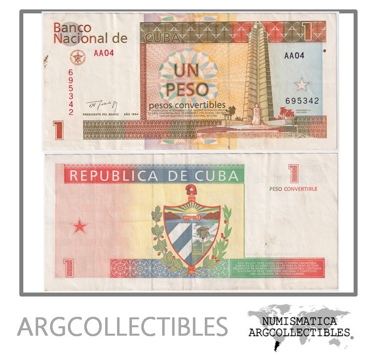 Cuba Billete 1 Peso 1994 P-FX-37 VF+ (CUC)
