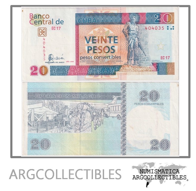 Cuba Billete 20 Pesos 2008 P-Fx50 XF (CUC)