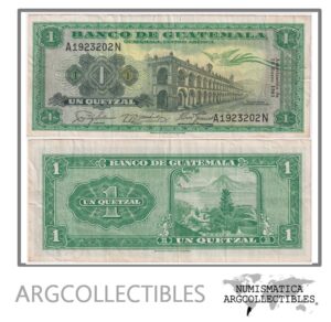 Guatemala Billete 1 Quetzal 1961 P-43c/ANG-46 VF+ (Serie AN)