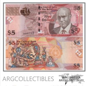 Bahamas Billete 5 Dolares 2013 P-72A UNC