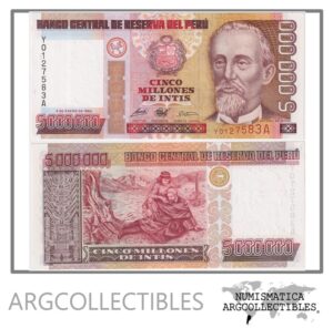Peru Billete 5.000.000 Intis 1990 P-149 UNC (Reposicion)