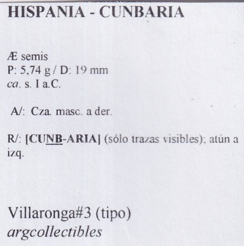 Hispania - Cunbaria Moneda AE Semis I a.C. Villaronga-3 (tipo) - Imagen 2
