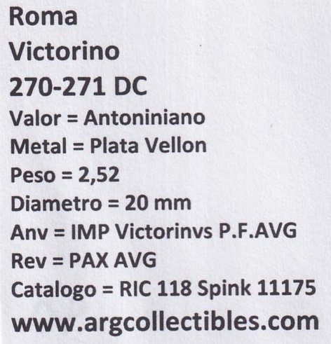 Roma Moneda Antoniniano 270-271 DC Victorino, RIC-118 Spink 11175 - Imagen 2
