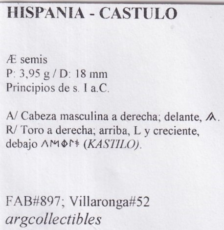 Hispania - Castulo Moneda AE Semis I a.C. Villaronga-52 FAB-897 - Imagen 2
