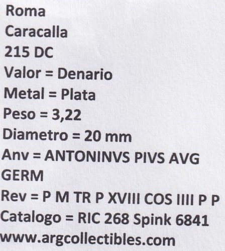 Roma Moneda Denario 215 DC Caracalla RIC-268 Spink 6841 - Imagen 2