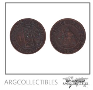 Indochina Moneda 1 Centimo 1887 Bronce KM-1 VF