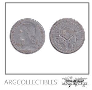 Somalia Francesa Moneda 5 Francos 1965 Aluminio KM-10 VF