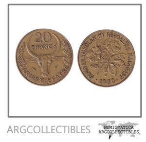 Madagascar Moneda 20 Francos 1980 Bronce KM-12 FAO VF+
