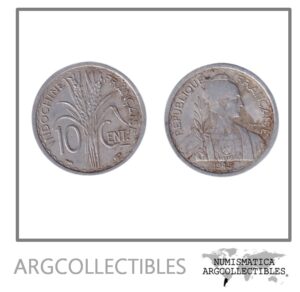 Indochina Moneda 10 Centimos 1945 Aluminio KM-28.1 VF
