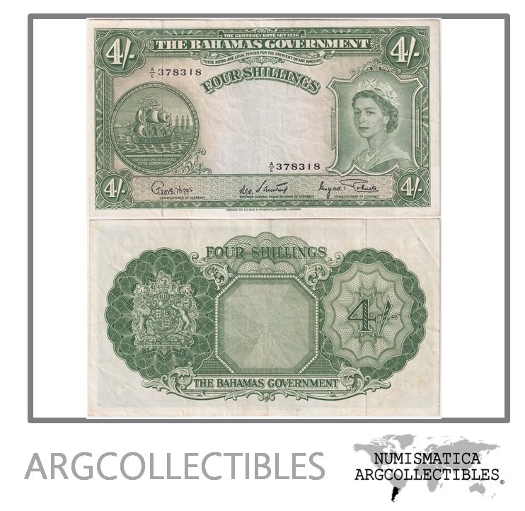 Bahamas Billete 4 Shillings 1953 P-13d XF-