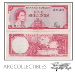 Jamaica Billete 5 Shillings 1961 P-49 VF+