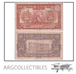 Paraguay Billete 50 Guaranies 1952 P-188a(3) VF (Firmas Chamorro-Storm)