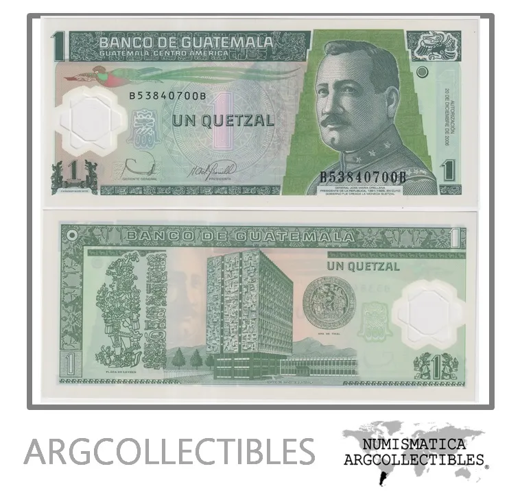 Guatemala Billete 1 Quetzal 2006 P-109/ANG-184 UNC (Serie BB) (Polimero)