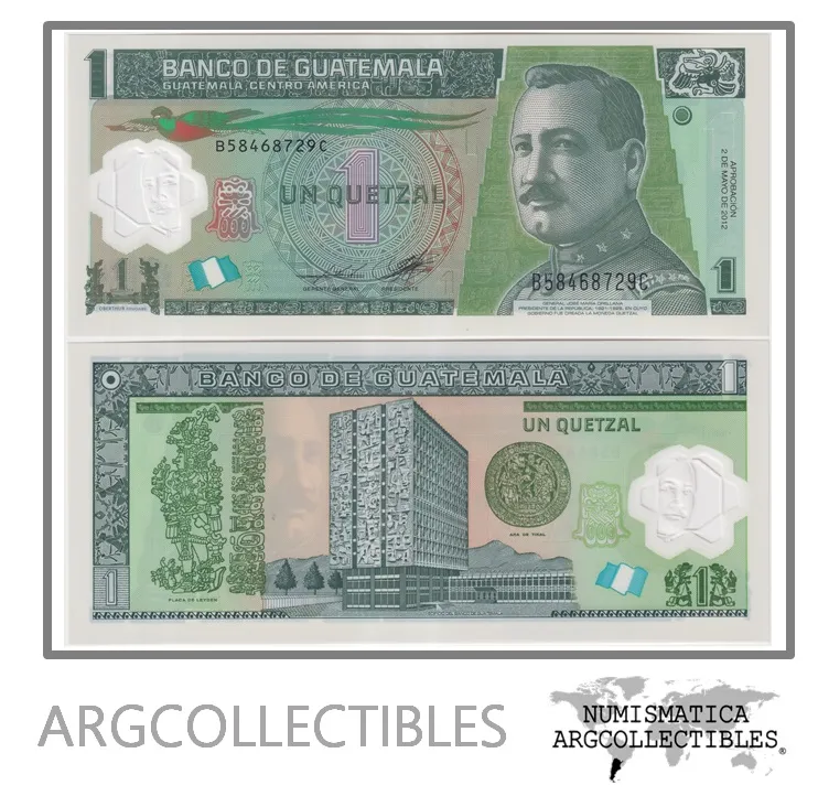 Guatemala Billete 1 Quetzal 2012 P-115/ANG-188 UNC (Serie BC) (Polimero)