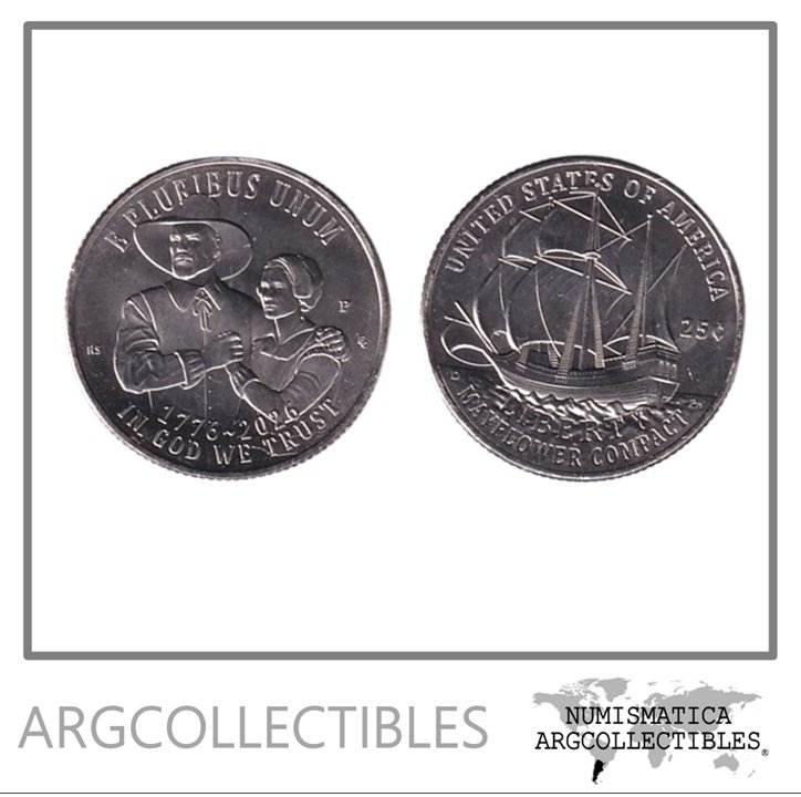 USA Moneda 1/4 Dolar 2026 P Niquel 250 Aniversario Mayflower UNC