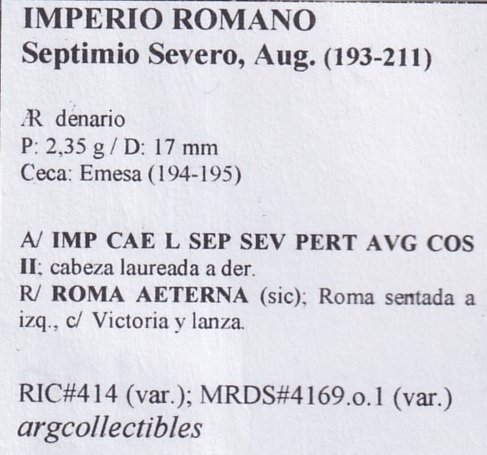 Imperio Romano Moneda AR Denario 193 Septimio Severo,Aug. RIC#414(var.)MRDS-4169.o.1 - Imagen 2