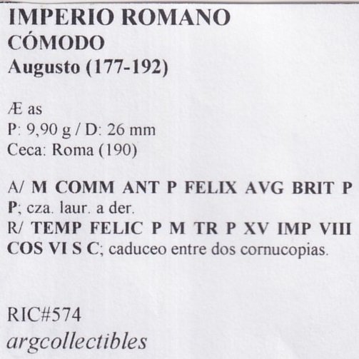 Imperio Romano Moneda AE AS 177 Comodo Augusto RIC#574 - Imagen 2