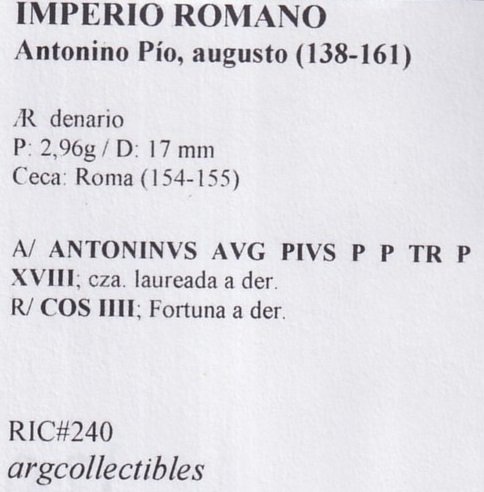 Imperio Romano Moneda AR Denario 138 Antonino Pio, Augusto RIC#240 - Imagen 2