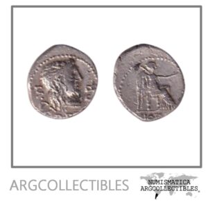 Republica Romana Moneda AR Quinario 89 a.C M. Porcius Cato RRC-343/2b