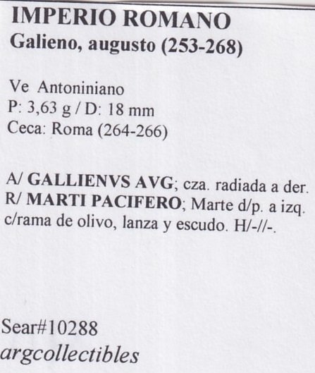 Imperio Romano Moneda VE Antoniniano 253 Galiano Sear-10288 - Imagen 2