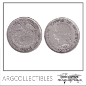 Colombia Moneda 50 Centavos 1875 Plata 835 VF+ Bogota