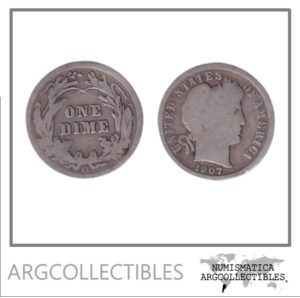 Usa Moneda 1 Dime 1907 O Barber Plata 900 KM-113 F