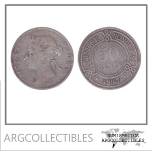 Honduras Britanica Moneda 50 Centavos 1897 Reina Victoria Plata 925 KM-10 F+