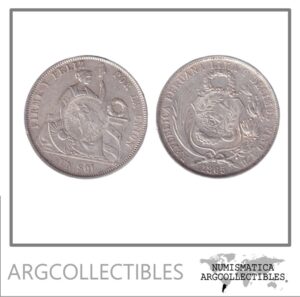 Guatemala Moneda 1 Peso 1894(1865) Plata 900 KM-224 Contramarca sobre Peru 1 Sol VF+