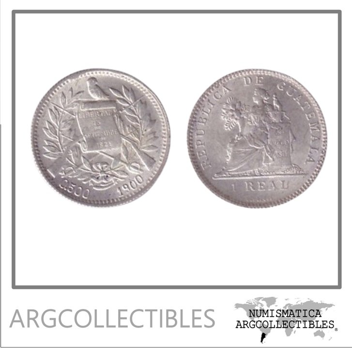 Guatemala Moneda 1 Real 1900 Plata 500 KM-174 UNC