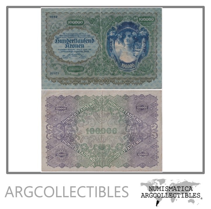 Austria Billete 100.000 Kronen 1922 P-81 VF+
