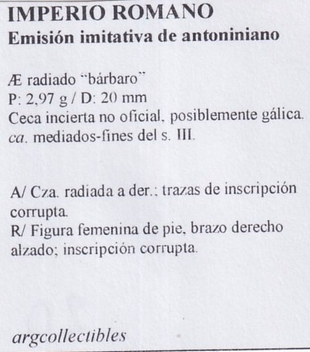 Imperio Romano Moneda AE Radiado Emision Imitativa de Antoniniano S.III - Imagen 2