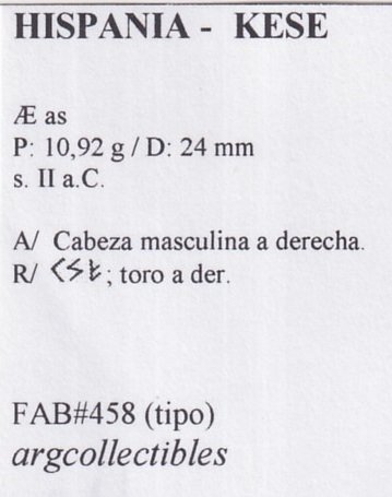 Hispania - Kese Moneda AE AS II a.C. FAB-458 (Tipo) - Imagen 2