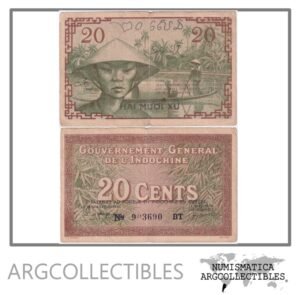 Indochina Francesa Billete 20 Centavos 1939 P-86d F+