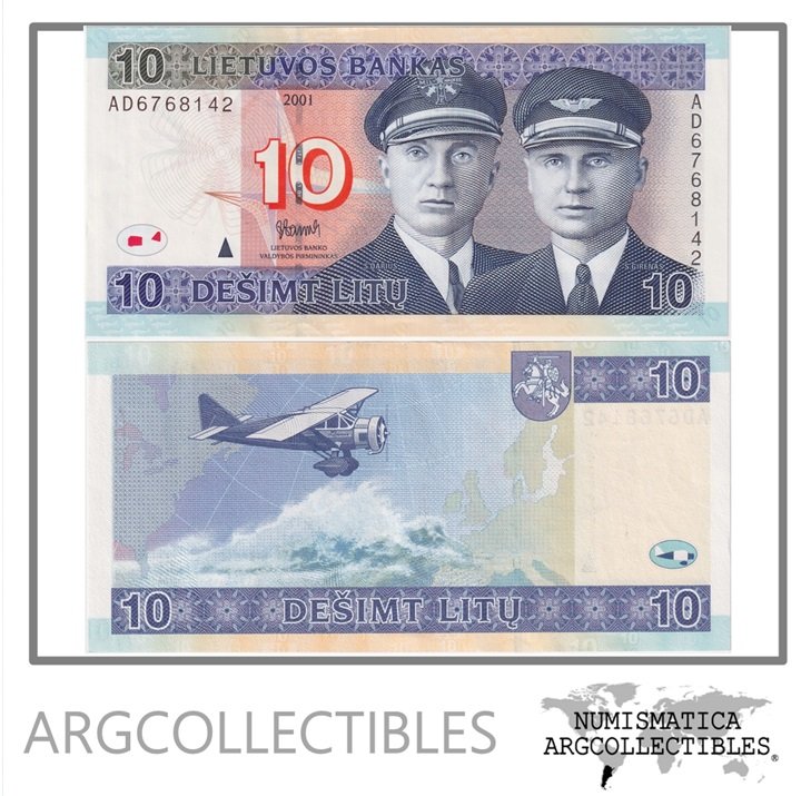 Lituania Billete 10 Litu 2001 P-65 AU