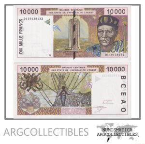 Costa de Marfil Billete 10.000 Francos 2001 P-114Aj AU
