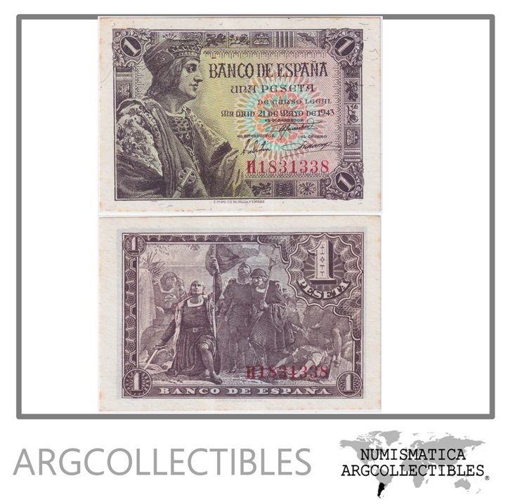 España Billete 1 Peseta 1943 P-126 AU