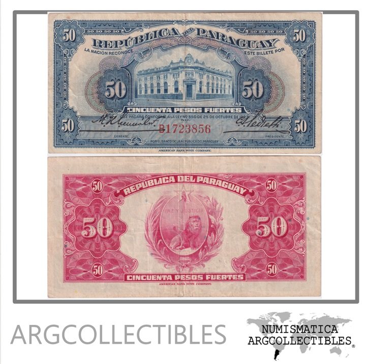 Paraguay Billete 50 Pesos Fuertes 1936 P-166/MC-191 VF+