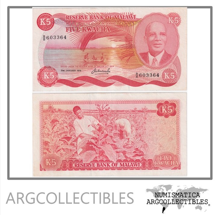 Malawi Billete 5 Kwacha 1976 P-15a XF